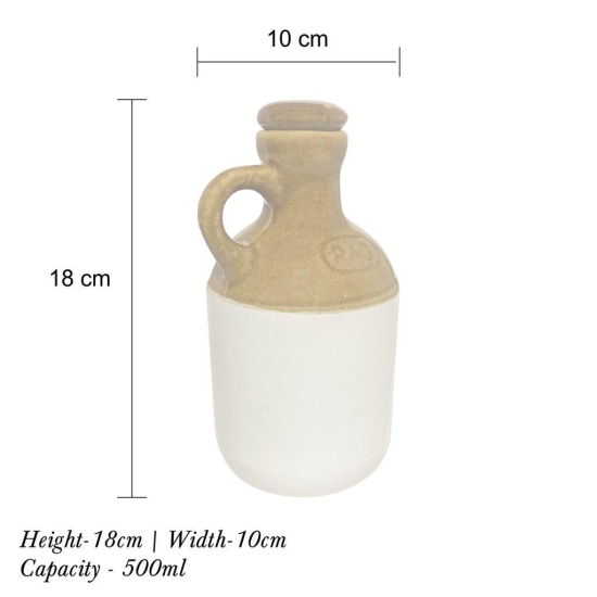 Ceramic Dining Desi Style Mustard Handmade Ceramic 500ml Oil Bottle