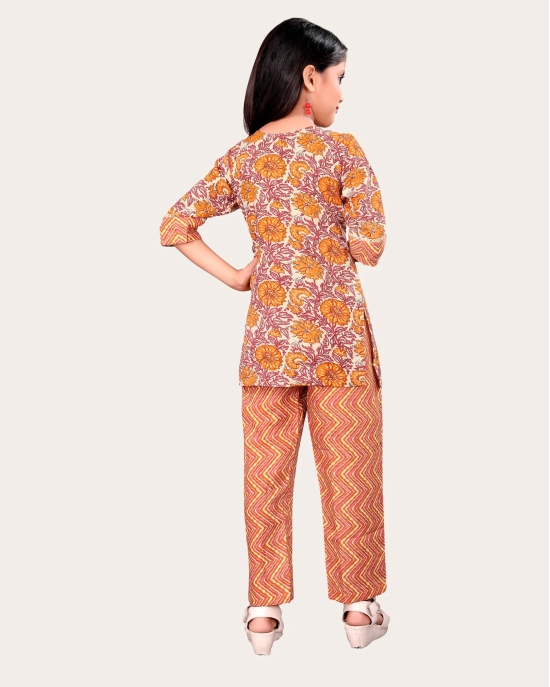 Girls Casual Kurta and Trouser Set-Yellow / 13 - 14 Years