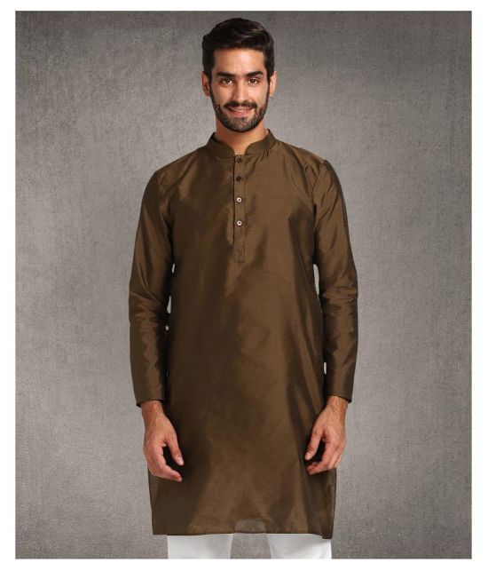 Hangup Brown Silk Kurta Single - None