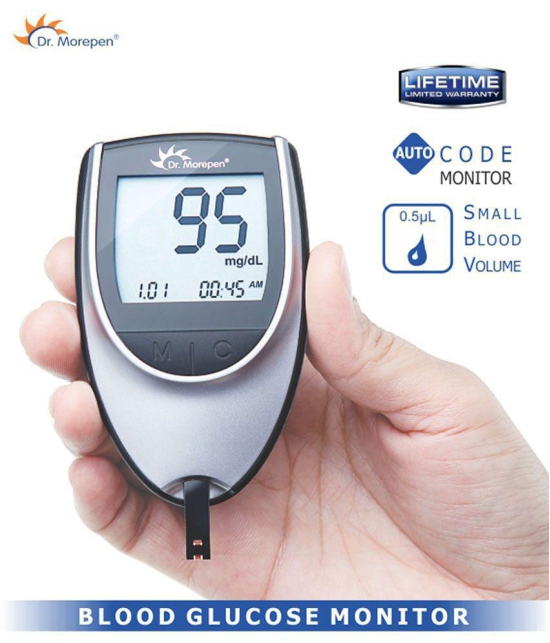 Dr Morepen Glucose Monitor BG-03- Free 25 Sugar Test Strips with 10 Lancets: Expiry: March 2024