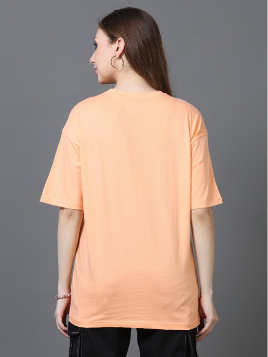 Women Solid Oversized T-Shirt, PEACH-XL / Peach