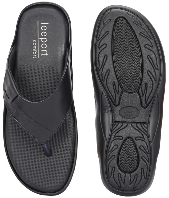 Leeport Black Mens Thong Flip Flop - None