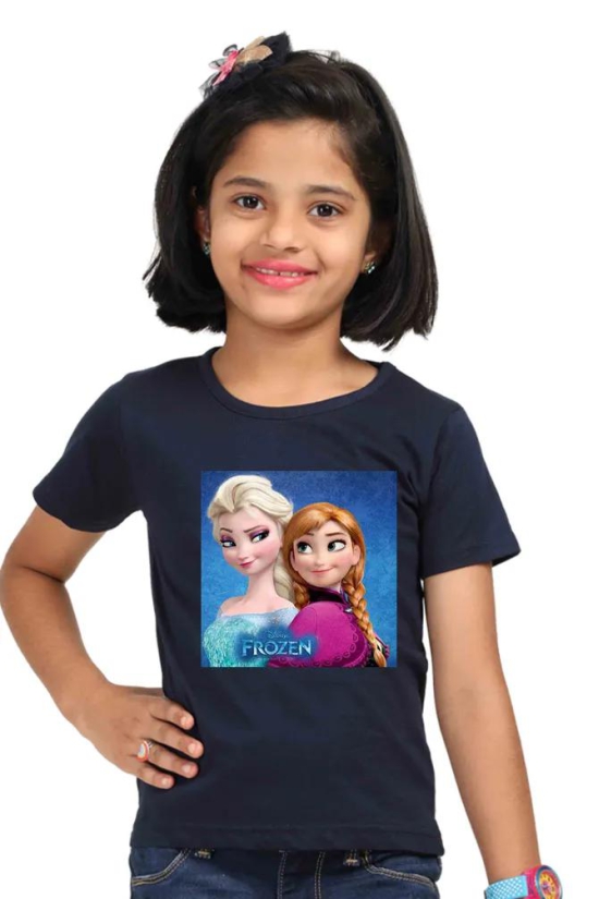 Girls custom frozen tshirt round neck half hands