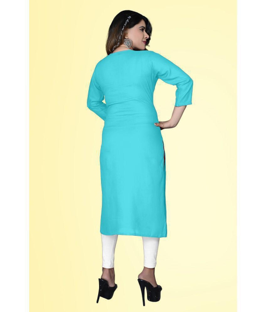 HAYA - Light Blue Rayon Women's Straight Kurti ( Pack of 1 ) - None