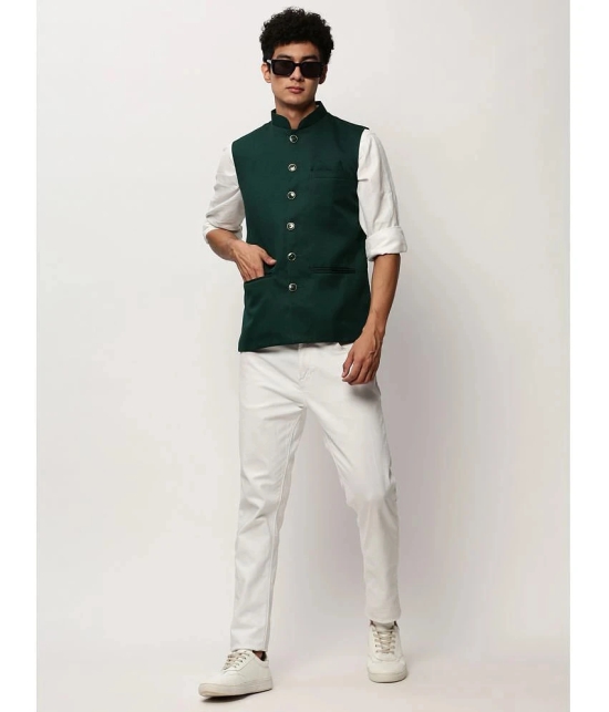 Showoff - Green Cotton Blend Mens Nehru Jacket ( Pack of 1 ) - None