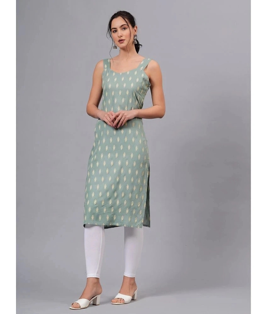 HIGHLIGHT FASHION EXPORT Rayon Printed Straight Womens Kurti - Green ( Pack of 1 ) - None