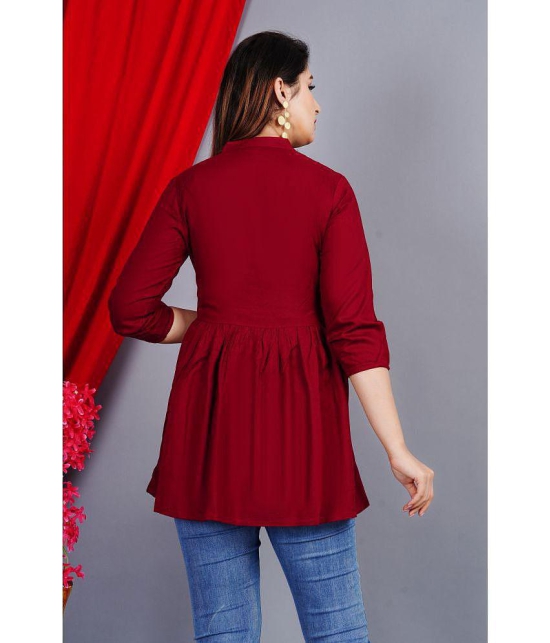 SIPET - Maroon Rayon Womens Empire Top ( Pack of 1 ) - None