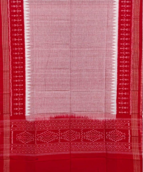 Gray Red Sambalpuri Handwoven Single Ikat Cotton Dupatta