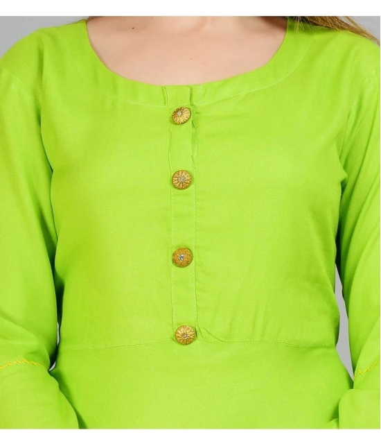 Smien - Lime Green Rayon Womens Anarkali Kurti ( Pack of 1 ) - None