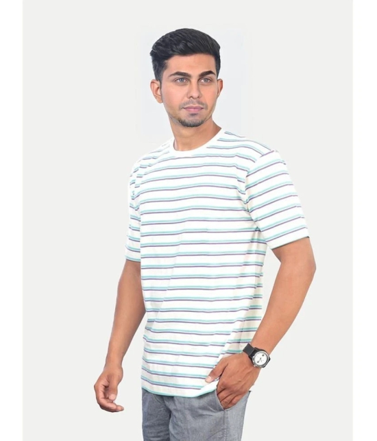 Radprix Cotton Regular Fit Striped Half Sleeves Mens T-Shirt - White ( Pack of 1 ) - None