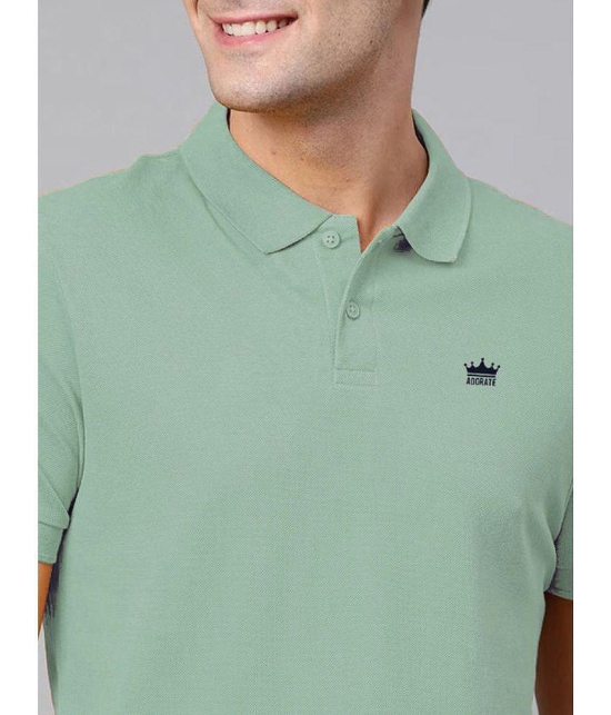 ADORATE Cotton Blend Regular Fit Solid Half Sleeves Mens Polo T Shirt - Green ( Pack of 1 ) - None