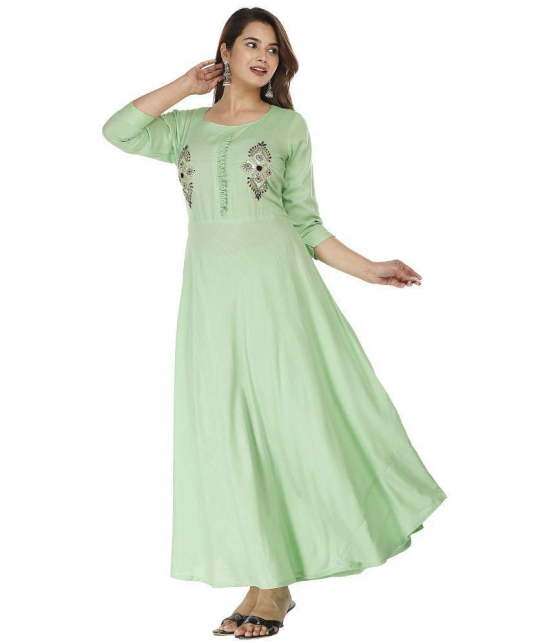 JC4U Rayon Green A- line Dress - Single - L