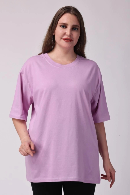 Womens Lavender Plain Oversized Drop Shoulder T-Shirt-M / Lavender