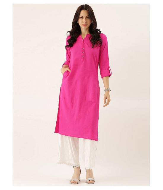 Divena - Pink Cotton Women''s Straight Kurti - 4XL