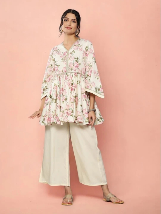 Printed V-Neck Tunic & Palazzos Ethnic Co-Ords