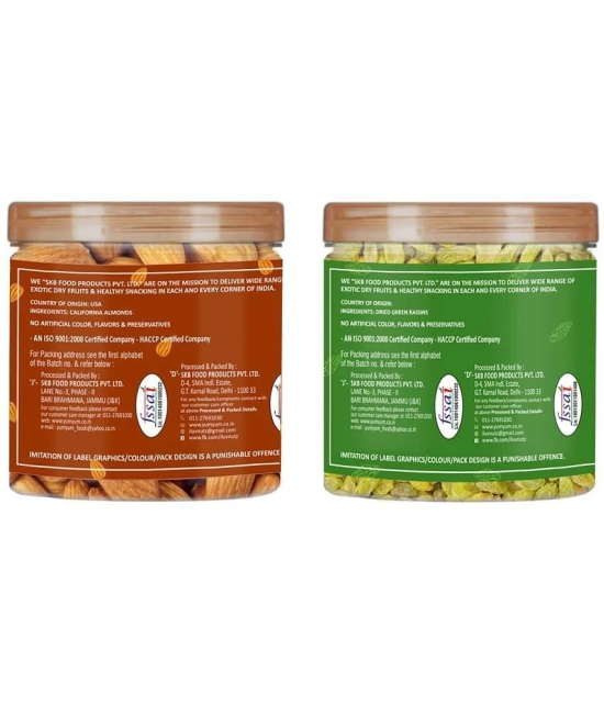 YUM YUM Premium Dry Fruits Combo Pack 400g ( Almonds & Raisins ) 200 g Jar Each