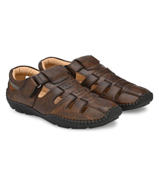 SHENCES Brown Faux Leather Sandals - 7