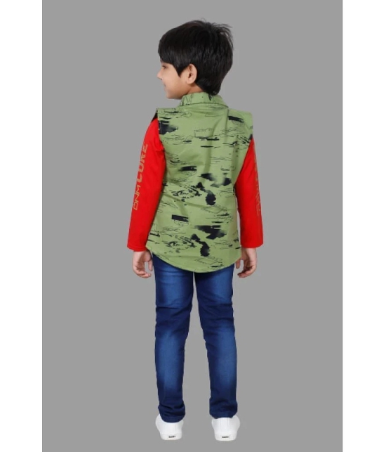 DKGF Fashion - Green Cotton Blend Boys Shirt & Jeans ( Pack of 1 ) - None