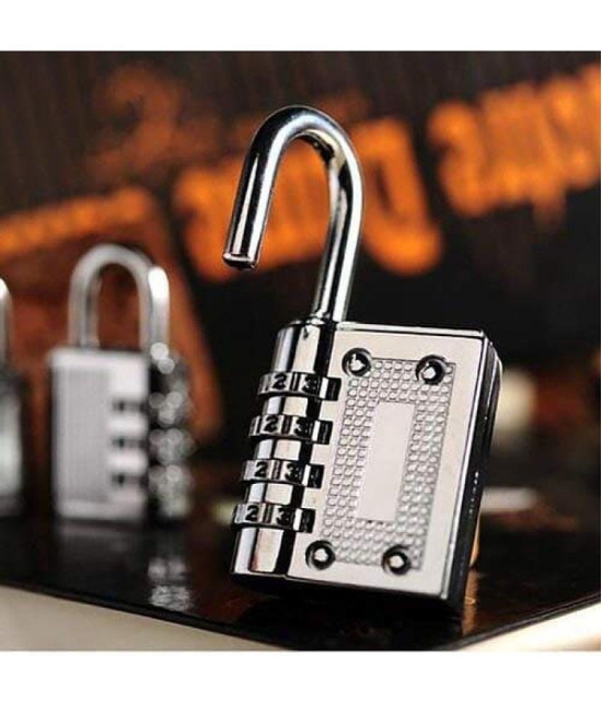 KP2Â® Combination 4 Digit Number Travel Luggage Password Lock For Home Office Gym School Padlock  (Silver)