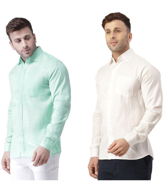 KLOSET By RIAG 100% Cotton Regular Fit Self Design Full Sleeves Men's Casual Shirt - White ( Pack of 2 ) - None