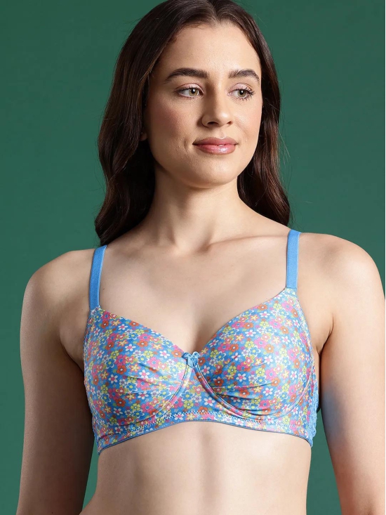 Leading Lady Women''s Printed Lightly Padded Women T-Shirt Bra Blue BRA-4068-1-32D / 100% Polyamide / Blue