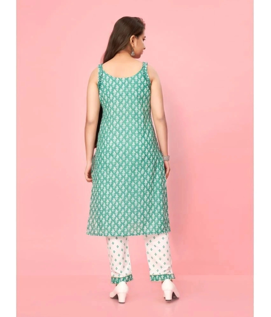 Aarika Sea Green Cotton Girls Kurti ( Pack of 1 ) - None