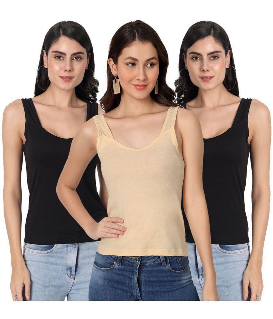 AIMLY Cotton Camisoles - Black Pack of 3 - None