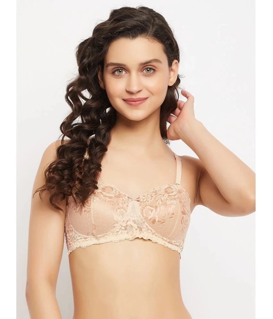 Clovia Pack of 1 Lace Heavily Padded Womens Balconette Bra ( Beige ) - None