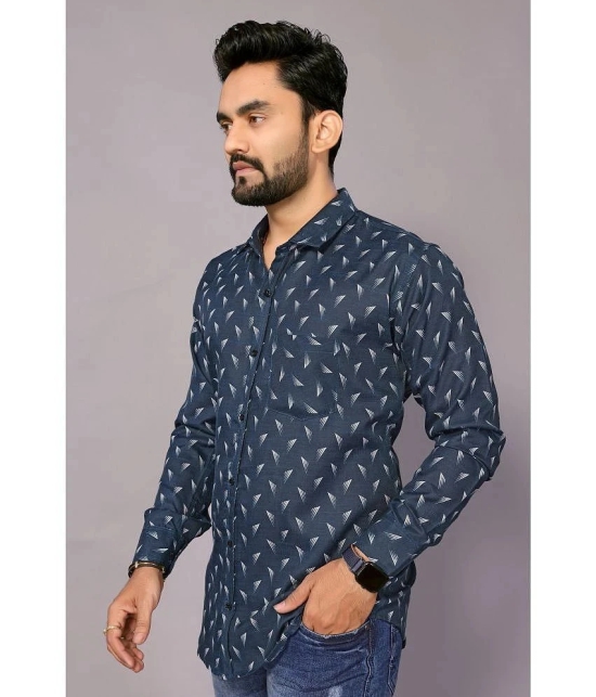 Anand Cotton Blend Regular Fit Printed Full Sleeves Mens Casual Shirt - Blue ( Pack of 1 ) - None