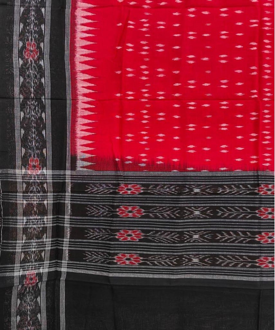 Red Black Sambalpuri Handwoven Single Ikat Cotton Dupatta