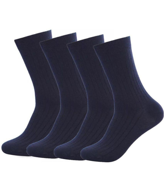 WILDSTUFF - Cotton Mens Striped Blue Mid Length Socks ( Pack of 4 ) - Blue