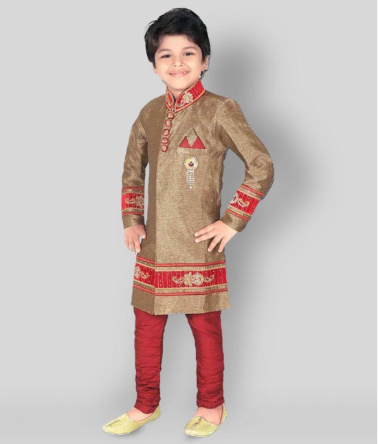 Ahhaaaa Kids Ethnic Indo-Western Sherwani and Breeches Set for Boys - None