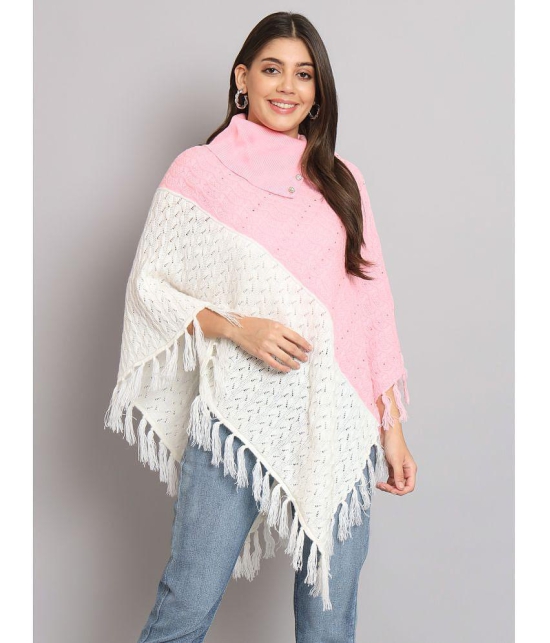 eWools.in Woollen Round Neck Women's Ponchos & Capes - Pink ( ) - None