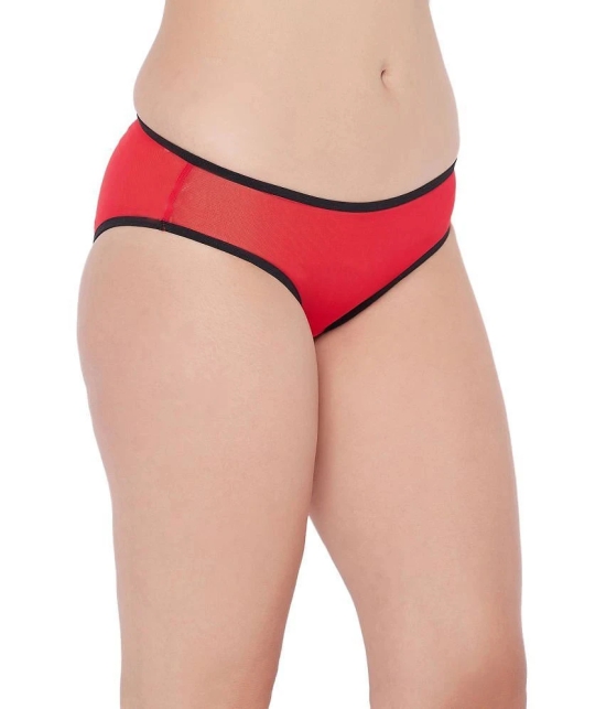 Clovia Pack of 1 Lace Solid Womens Thongs ( Red ) - None