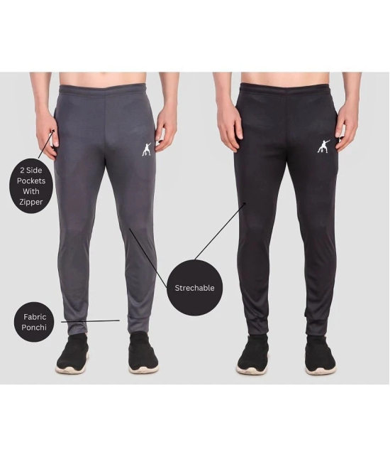 Preen Grey Polyester Mens Sports Trackpants ( Pack of 2 ) - None