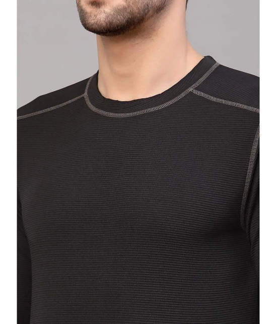 Rigo Polyester Slim Fit Solid Full Sleeves Men's T-Shirt - Black ( Pack of 1 ) - None