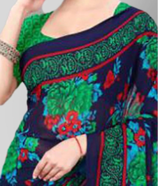 ANAND SAREES - Multicolor Georgette Saree With Blouse Piece (Pack of 1)