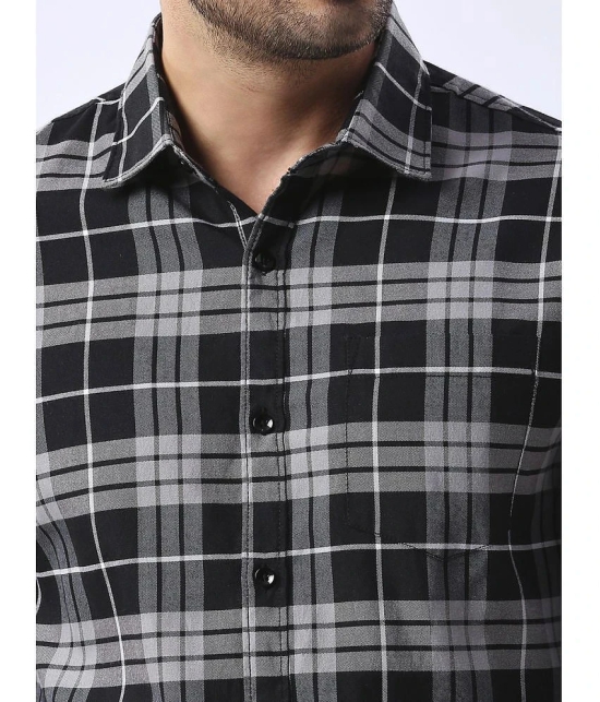 HJ HASASI 100% Cotton Slim Fit Checks Full Sleeves Mens Casual Shirt - Black ( Pack of 1 ) - None