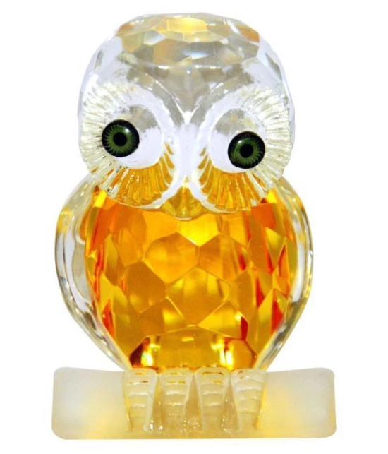 White Crystal Owl In Diamond Cut Feng Shui