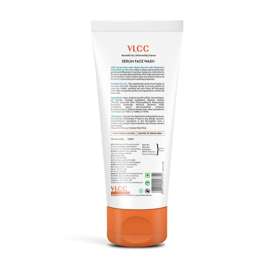 VLCC Serum Facewash - 100 ml | with Hyaluronic Acid Serum & Aloe Vera for Gentle Cleansing & Strengthing Skin Barrier | Dermatologically Tested