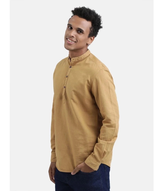 IVOC Khaki Cotton Blend Mens Shirt Style Kurta ( Pack of 1 ) - None