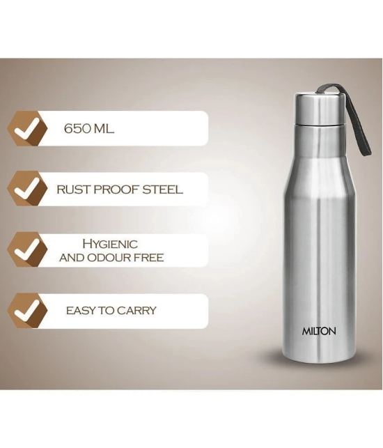 Milton Super 750 Single Wall Stainless Steel Bottle, 650 ml, 1 Piece, Silver - Silver