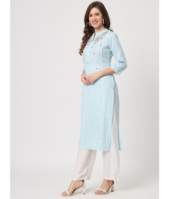 AMIRA'S INDIAN ETHNICWEAR - Blue Viscose Women's Straight Kurti ( Pack of 1 ) - None