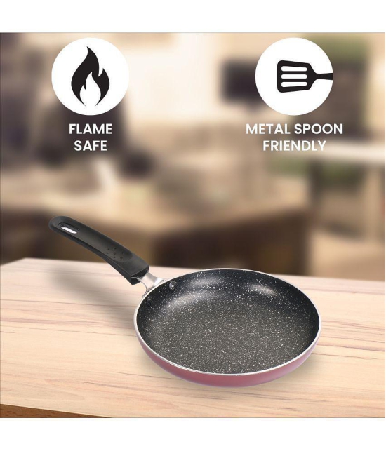 Milton Pro Cook Granito Non Induction Fry Pan, 14 cm, Burgundy | Flame Safe | Dishwasher Safe | Food Grade | Metal Spoon Friendly | Non - Stick | Bakelite Handle