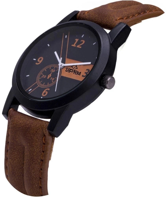 Septem Brown Leather Analog Mens Watch