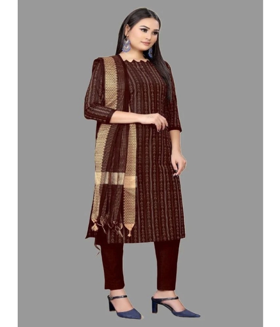 Apnisha Unstitched Cotton Striped Dress Material - Maroon ( Pack of 1 ) - Maroon