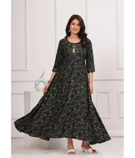 SIPET Rayon Printed Anarkali Womens Kurti - Green ( Pack of 1 ) - None