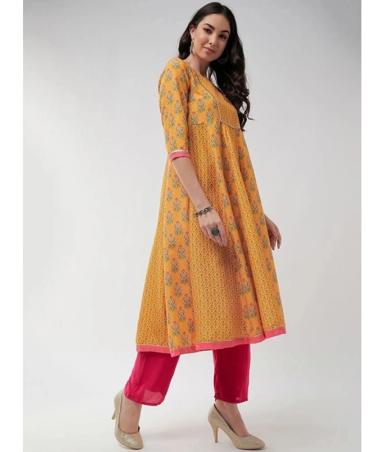 Pannkh - Yellow Polyester Womens Flared Kurti ( Pack of 1 ) - None