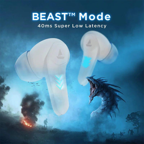 boAt Immortal 131 | Wireless Gaming Earbuds with 40 Hours Playtime, Clear Calling with ENx™, Low Latency, RGB lights White Sabre