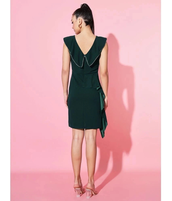 Addyvero Cotton Blend Solid Above Knee Womens Bodycon Dress - Green ( Pack of 1 ) - None